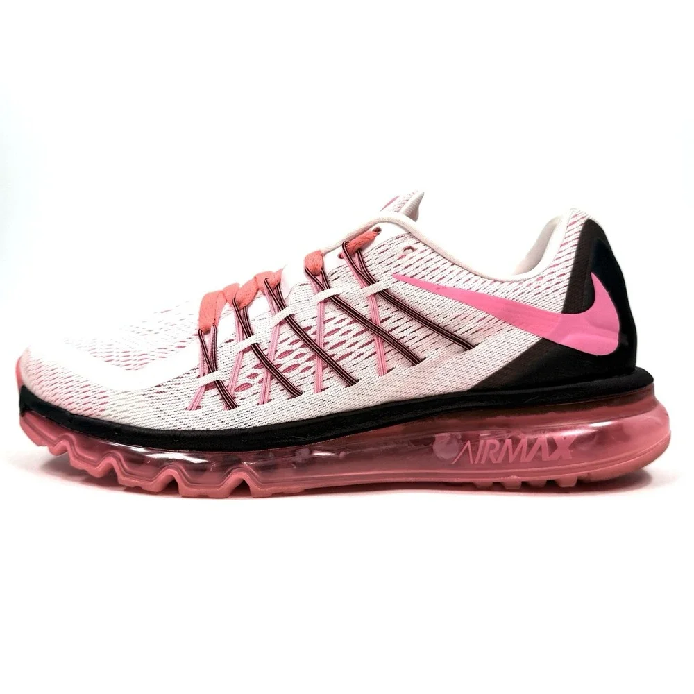 Nike Air Max 2015 Womens 10 White Pink Pow Black Running Shoes 698903-106